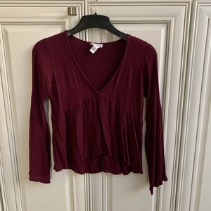 Burgundy long sleeve top